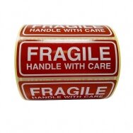Etiketės FRAGILE handle with care 1000 vnt/rul